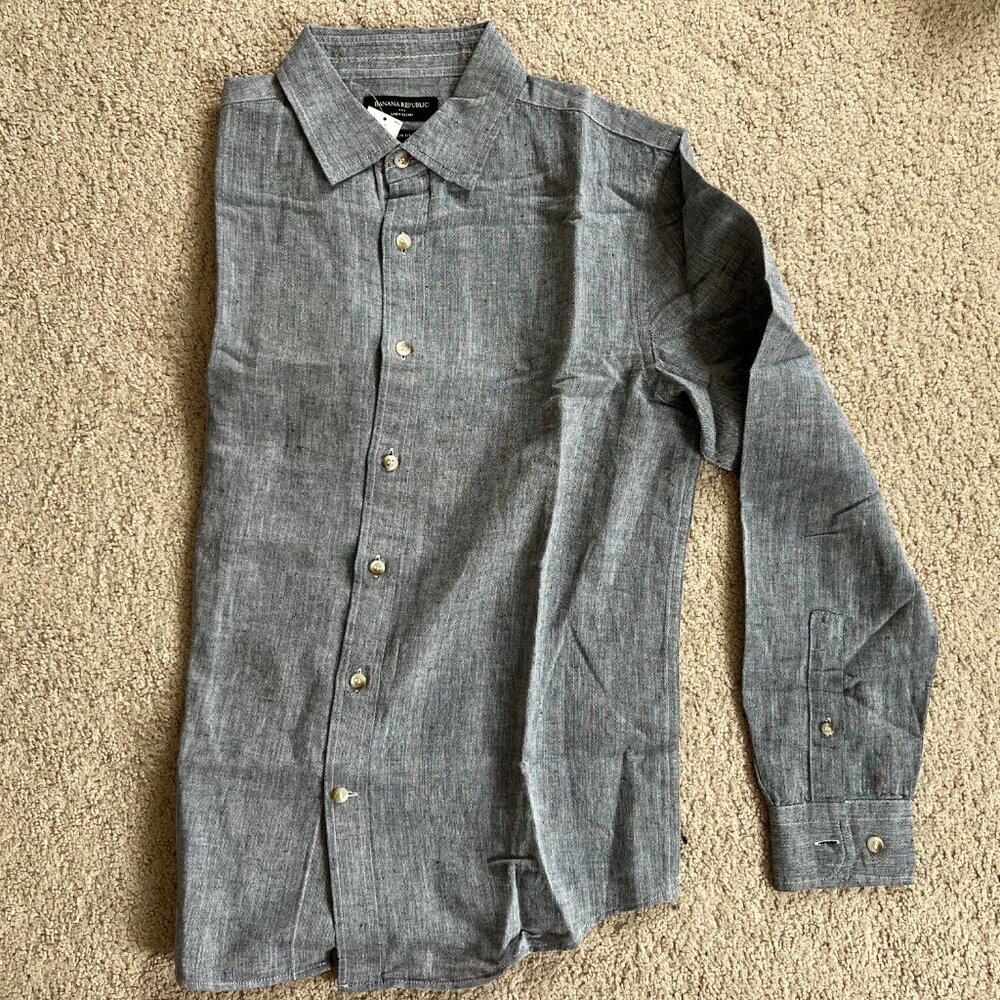 Slim Linen-Blend Button-Down Shirt